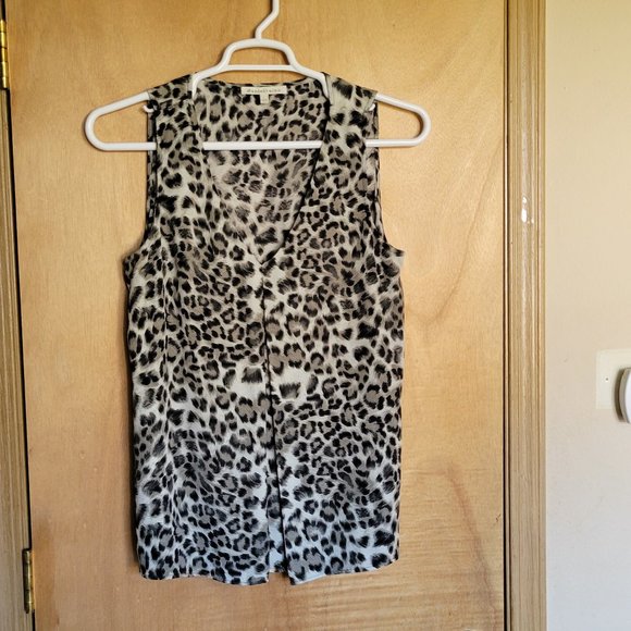 Daniel Rainn Size L Blouse Sleeveless Tank Animal Print V-Neck - Picture 1 of 9